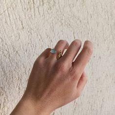 Hand made sterling silver, gold plated ring, with a natural light blue agate center stone. Olive Leaf, Rose Gold Bracelet, Blue Band, Gold Plated Rings, Blue Agate, Natural Light, Silver Gold, Bangle Bracelets, Hand Carved