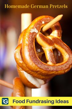 some pretzels are stacked on top of each other with the words food fundraiser ideas