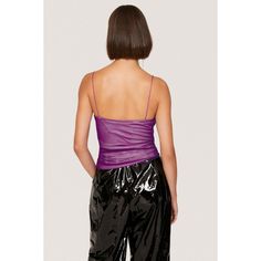 Purple mesh (82% Polyamide, 18% Elastane). Lining (100% Viscose). Top. Cowl neck. Sleeveless. Pull on. 13" from bust to hemline. Imported. Chic Sleeveless Mesh Top With Built-in Bra, Sheer Mesh Camisole Top For Party, Fitted Purple Tank Top With Built-in Bra, Cami Top With Built-in Bra For Evening, Spring Evening Tank Top With Built-in Bra, Sheer Fitted Mesh Tank Top, Fitted Sheer Mesh Tank Top, Sheer Mesh Cami Top For Party, Fitted Purple Tank Top For Night Out