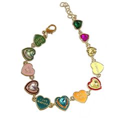 kidcore colorful hearts bracelet boogzel clothing Heart Letters, Letter Bracelets, Sweet Aesthetic, Hearts Bracelet, Heart Bracelets, Wrist Chain, Aesthetic Accessories, Heart Letter, Colorful Hearts