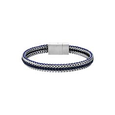 He'll love the eye-catching look of this Men's LYNX Stainless Steel Blue Cord Bracelet. Click on this JEWELRY & WATCHES GUIDE to learn about fit, styles, materials and more! He'll love the eye-catching look of this Men's LYNX Stainless Steel Blue Cord Bracelet. Click on this JEWELRY & WATCHES GUIDE to learn about fit, styles, materials and more! FEATURES Chain type: foxtail Length: 8.5 in. Closure: magnetic Nickel free Metal: stainless steel Finish: satin Packaging: boxed Imported Size: 8.5". Ge Blue Bracelets With Stainless Steel Clasp As A Gift, Blue Jewelry With Stainless Steel Clasp For Gift, Modern Adjustable Blue Braided Bracelets, Blue Jubilee Bracelet For Everyday Wear, Modern Adjustable Blue Braided Bracelet, Everyday Blue Jubilee Bracelet, Adjustable Blue Jubilee Chain Bracelet, Modern Blue Adjustable Bracelets, Modern Adjustable Blue Bracelets