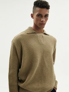 Editor's NotesThis classic ribbed sweater features laidback open collared neck. It's knitted from warm and soft wool-blend in oversized silhouette for comfortable styling.- Open collared neck- Ribbed edges- Drop shoulder- Oversized fitMeasurements (in.)95 / 100 / 105 / 110- Total Length: 27.0 in. / 27.6 in. / 28.1 in. / 28.7 in.- Shoulder: 20.6 in. / 21.3 in. / 21.9 in. / 22.5 in.- Chest: 23.0 in. / 24.0 in. / 25.0 in. / 26.0 in.- Sleeve Length: 22.6 in. / 23.2 in. / 23.8 in. / 24.4 in.Composition & Care- 45% Wool, 40% Nylon, 15% Polyester- Dry cleanDesigner- by TNGT Collared Polo Sweater With Relaxed Fit For Fall, Relaxed Fit Collared Polo Sweater For Fall, Oversized Solid Polo Sweater For Fall, Relaxed Fit Textured Knit Collared Sweater, Collared Sweater With Textured Knit And Relaxed Fit, Oversized Collared Polo Sweater For Fall, Classic Oversized Ribbed Sweater, Classic Brown Ribbed Sweater, Textured Knit Collared Sweater With Relaxed Fit