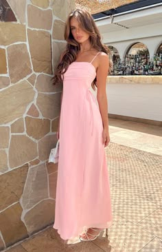 Flossie Pink Maxi Sleeveless Dress – Beginning Boutique US Fancy Summer Dresses Long, Cute Pink Dresses Long, Pretty Long Summer Dresses, Simple Baby Pink Dress, Long Flowy Dress Summer, Soft Pink Maxi Dress, Birthday Maxi Dresses, Simple Dresses For A Wedding Guest