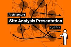 an orange background with black and white text that reads,'architecture site analsis presentation expanded