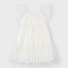 Looking for a dress that's perfect for a fun day out or a playful outdoor wedding? Look no further than our Tulle Dress in Pearl! With its princess-like tulle design, this dress is sure to make you feel like royalty while you play dress up. Fitted Sleeveless Tulle Holiday Dress, Fitted Tulle Holiday Dress For Fancy Occasions, Fitted Tulle Dress For Fancy Dress Holiday, Princess Style Summer Holiday Dress, Summer Lace Dress With Lace Bodice For Dress-up, Princess Dress With Lace Bodice And Tulle For Dress-up, Tulle Dress With Ruffles For Dress-up, Elegant Summer Dress-up Dresses, Spring Sleeveless Holiday Dress For Weddings