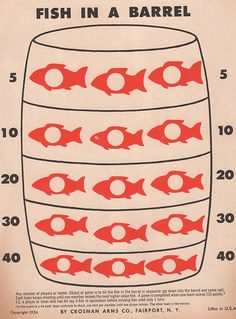 a fish in a barrel poster with numbers on it