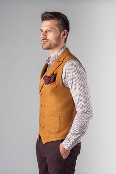 Wiaofellas Men's Vest Wool Double Breasted Formal Casual Business Waistcoat Slim Tailored Sleeveless Jacket Social Chaleco Note: Dear, if you find the above standard suit size is not suitable for you, you just need to measure your body according to the picture measurement guide and show us the body size. We can also customize suits for you. Same price! Dimensions in centimeters or inches1. neckline=? 2. shoulders=? 3. arm length= ? 4. Bicep = ?5. Cuff = ? 6. Chest =? 7. Belly =? 8. Waist = ?9. H Casual Fitted Vest Outerwear, Classic Fall Vest With Buttons, Fall Denim Vest With Button Closure, Casual Fitted Winter Vest, Sleeveless Vest With Buttons For Fall, Fitted Sweater Vest With Pockets For Fall, Fitted Fall Sweater Vest With Pockets, Slim Fit Sleeveless Vest For Fall, Classic Fall Vest With Pockets