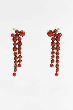 Red Natural Stone Drop Earrings, Artisan Red Earrings With Natural Stones, Red Agate Earrings With Natural Stones, Vibrant Red Drop Earrings, Elegant Red Multi-stone Earrings, Metal Drop, Kids Rain, Trench Coat Dress, Trench Coats