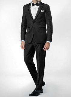 Shake up the tux game with a Satin Trim Tuxedo for sartorial refined formal elegance. This Satin Trim style is an elegant crowd pleaser. Own a great quality Tuxedo all custom hand made just for you. Sometimes the best formal attire is all about going back to the basics and doing them well. 
 
 Tuxedos are great way to standout from the crowd, while maintaining a timeless and elegant look. Wear it with a pair of high-shine black derby shoes, a white dinner shirt and an oversized black bow tie. Trim Styles, Black Bow Tie, Custom Suit, Formal Attire, Derby Shoes, Polished Look, Fashion Forward, Trim, Satin