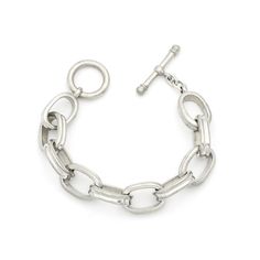 Silver Link Collection Measurements: 8.5"L  Metal: Silver-Toned Alloy Toggle Closure Made in the USA Made to order Edgy Silver Jewelry, Jewelry Chain, Moon Collection, Jewelry Lookbook, Silver Lining, City Design, Bracelet For Women, Everyday Essentials, Stone Bracelet