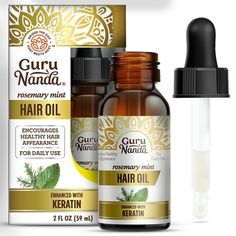 N/A Size: GuruNanda.  Color: Off-White. Rosemary Mint Hair Oil, Rosemary Oil For Hair, Mint Hair, Mint Oil, Rosemary Mint, For Hair Growth, Hair Shine, Vitamin E Oil, Healthy Hair Growth