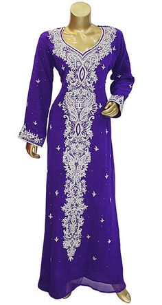 Luxury Hand Beaded Kaftan dress. 2xl Kaftan Purple plus size Festive Purple Kaftan For Wedding, Festive Purple Wedding Kaftan, Traditional Purple Kaftan For Festive Occasions, Long Sleeve Purple Party Kaftan, Traditional Purple Kaftan For Weddings, Purple Floor-length Dress With Dabka Detailing, Purple Floor-length Dress With Dabka, Purple Dabka Floor-length Dress, Purple Kaftan For Eid Wedding