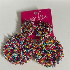 Brand New Seed Bead Earrings From Jess Lea. Never Been Worn. Trendy Multicolor Beaded Drop Earrings, Party Earrings With Colorful Beads, Multicolor Round Beads Earrings For Summer, Multicolor Beaded Earrings For Summer, Trendy Multicolor Beaded Earrings With Tiny Beads, Trendy Earrings With Colorful Beads, Summer Multicolor Beaded Earrings With Round Beads, Tiny Beads Party Earrings, Colorful Dangling Beads Earrings For Party