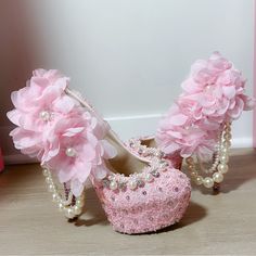 Extremely Rare Japanese Brand “Sugar” Agejo Gyaru Pink Embellished Princess Rhinestone Stiletto Heels. Size Japan 36, Fits Us 6. I Only Used Them For Display Because I Don’t Wear High Heels. It’s Bedazzled With Pearls, Rhinestones, And Pink Flowers. These Are Hard To Find Now. They Are A Truly An Incredible Collector’s Item For Any Girl That Loves Old School Japanese Gal Fashion. They Are Quite Vintage, And Have Been On Display In My Room For A While(On A Shelf Away From The Floor) So Due To Age Pink Butterfly Shoes, Agejo Gyaru Shoes, Hime Gyaru Shoes, Gyaru Sandals, Shoe Inspo Heels, Pink Flower Heels, Gyaru Shoes, Hope Scope, Quinceanera Heels