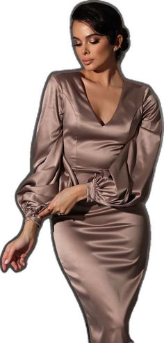 Fitted Satin V-neck Mini Dress, Stretch Satin Sheath Dress, Elegant V-neck Elastane Mini Dress, Elegant V-neck Midi Dress With Elastic Sleeves, Chic Stretch Satin Mini Dress, Fitted V-neck Elastane Dress, Fitted Ruched V-neck Satin Dress, Evening V-neck Elastane Dress, V-neck Evening Dress