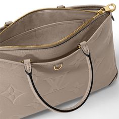 LOUIS VUITTON® - Trianon Mm - Turtledove Sac Louis Vuitton, Louis Vuitton Official, Monogrammed Leather, Leather Top, Luxury Handbags, Cowhide Leather, Tote Handbags, Women Collection, Louis Vuitton Bag