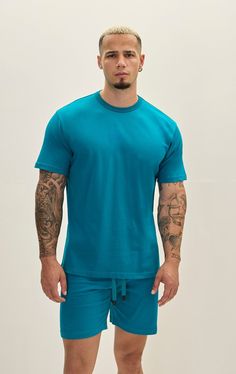 Lightweight Cotton T - shirt - Enamel Blue - Ron Tomson Leather Shirt, Wool Suit, Suit Shop, Comfort Style, Stay Cool, Sporty Style, The Gym, Running Errands, Summer Collection