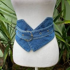 Corset Wrap Belt Made Of Denim. Adjustable Fits Most Sizes. As You Can See There A Many Holes With A Long Belt. Brand New Never Worn. Denim Corset Belt, Memory Projects, Altered Clothing, Denim Corset, Denim Belt, Wrap Belt, Corset Belt, Boutique Dress Designs, Fashionista Clothes