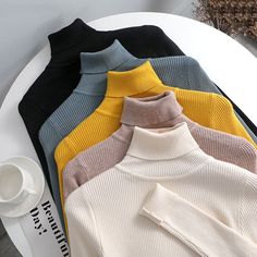 Stay cozy and stylish this season with our Basic Women's Turtleneck Sweaters! Made of high-quality acrylic fabric, these solid-colored sweaters come in one size with a regular fit perfect for women. With a classic turtleneck and long sleeves, they're perfect for any occasion from casual to business. Machine washable and stretchy, you won't have to worry about any fuss. Get yours today and add a touch of warmth to your wardrobe! #TurtleneckSweater #WomenFashion #WinterWear #BasicSweater Turtle Neck Sweater Women, Womens High Neck Sweater, Turtleneck Sweaters For Women, Women Turtle Neck Sweater, Women Turtleneck, Autumn Sleeve, Rose Beige, High Neck Designs, Basic Sweaters