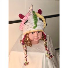 Handmade Crochet Hat Never Worn, No Tags. Unicorn Crochet Hat Pattern Free, Unicorn Crochet Hat, Unicorn Beanie Crochet, Knit Unicorn Hat, Crochet Hats Unicorn, Unicorn Hooded Scarf Crochet, Unicorn Crochet, Pony Unicorn, Crochet Hat