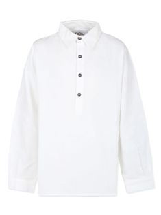 white cotton classic collar short front button fastening buttoned cuffs logo patch to the rear long sleeves straight hem Dress With Jean Jacket, Versace Sweatshirt, Baby Boy Accessories, Tom Ford Men, Dolce And Gabbana Kids, Zegna Shoes, Versace Shirt, Kenzo Kids, Boys Accessories