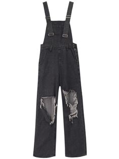 DETAILSMaterial: Polyester, CottonPattern Type: PatchworkThickness: STANDARDFabric Type: Denim Denim Overalls Women, Ripped Overalls, Black Denim Jumpsuit, Pattern Wide Leg Pants, Womens Denim Overalls, Streetwear Denim, Strap Pants, Denim Pattern, Pants Denim