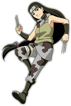 an anime character with long black hair and camouflage print pants, holding a pair of scissors