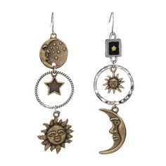 PRICES MAY VARY. Sun Moon Star Earrings:Its workmanship is simple and exquisite,it will your unique style and add the perfect touch to any outfit. perfect for woman,girl, teens,any occasion you can highlight a different style.always bring you more feminine charming grace. Size:8.5cm*3cm,Weight:10g.Comfortable to wear,lightweight ,so you can wear it comfortably.Not brings burden to your ears.You can wear it for a whole day of happy hour. Material:It is made of high quality copper plated with gold Bohemian Star-shaped Nickel-free Jewelry, Bohemian Moon Phase Drop Earrings, Bohemian Dangle Earrings With Sun And Moon Design, Bohemian Star Jewelry For Festivals, Bohemian Star-shaped Jewelry For Festivals, Adjustable Bohemian Moon Earrings, Bohemian Star-shaped Festival Jewelry, Bohemian Star-shaped Earrings With Moon Charm, Bohemian Silver Star-shaped Earrings