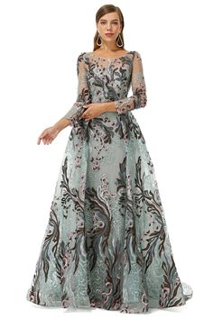 Halsing: Rund 
Silhouette: A-linje
Ermet lengde: Langhylse
Midjelinjen: Droppet
Pynt: applikasjoner blonder Dress Display, Corset Dress Prom, Sequin Sleeve, Lace Prom Dress, Blue Tulle, Custom Size Dresses, Lace Corset, Gala Dresses, Linnet