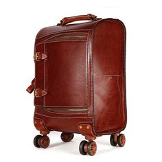 Woosir Vintage Leather Suitcase 20 Inch Travel Luggage - Woosir Brown Rectangular Luggage For Travel, Rectangular Brown Luggage For Travel, Brown Rectangular Cases For Trip, Classic Brown Travel Cases, Brown Rectangular Cases For Trips, Rectangular Brown Cases For Trip, Brown Leather Rectangular Travel Accessories, Rectangular Brown Travel Accessories For Business Trips, Brown Cases With Luggage Sleeve For Trip