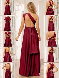 the back of a woman's dress is shown with multiple images of different angles