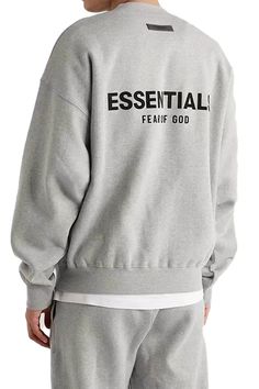 Essentials Felt Logo Crewneck Sweatshirt Unisex Urbancore Basic Crew Neck Hoodie, Classic Hoodie Sweatshirt For Streetwear, Crew Neck Cotton Sweatshirt, Cotton Hoodie Sweats For Leisure, Cotton Everyday Hoodie Sweats, Essential Relaxed Fit Sweatshirt For Fall, Cotton Hoodie Sweatshirt With Logo Print, Everyday Hoodie Tops, Cotton Leisure Hoodie