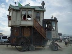 a horse drawn carriage with people in it