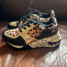 Women’s Size 6 1/2 Animal Print Brand New Without The Box Please Look At The Pictures As They Are Part Of The Description. Animal Print Custom Shoes, Leather Low-top Leopard Print Sneakers, Leopard Print Leather Low-top Sneakers, Brown Platform Sneakers With Round Toe, Trendy Brown Sneakers With Speckled Midsole, Leopard Print Sneakers With Rubber Sole, Leopard Print Sneakers With Round Toe And Rubber Sole, Brown Platform Wedge Sneakers With Round Toe, Trendy Brown Synthetic Sneakers