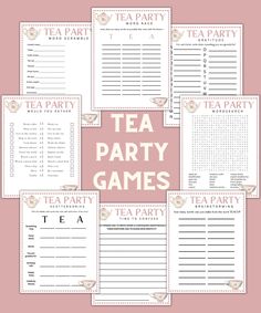 printable tea party games for adults and children