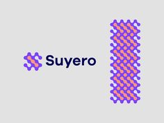 the logo for suyero is shown in purple and orange dots on a gray background