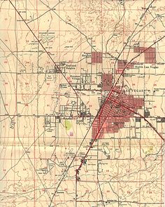 an old map with red lines on it