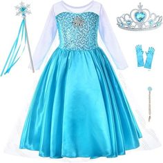 Made From Non-Itchy And Comfortable Fabric Great For Special Occasions Such As Halloween, Holidays, Birthdays Handwash And Line Dry Elsa Costume For Kids, Habit Barbie, Princess Costumes For Girls, Princess Fancy Dress, Princess Elsa Dress, Kids Police, Costume For Girls, Halloween Suits, Elsa Costume