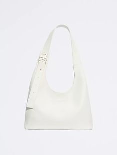 Archive Hardware Buckle Shoulder Bag | Calvin Klein Ck Monogram, White Shoulder Bags, Fancy Bags, Monogram Logo, White Bag, Womens Calvin Klein, Cute Stuff, Capsule Wardrobe, Bags Designer