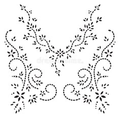 an embroidered pattern with leaves and vines on white background stock photo - 519782