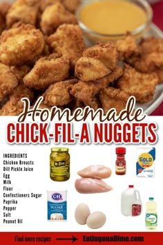 chicken nuggets recipe with ingredients and instructions on the bottom right hand corner, including mayonnaise