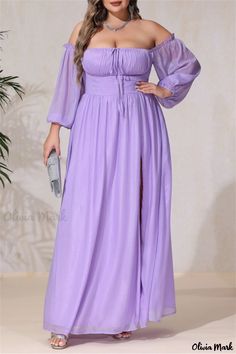 Olivia Mark - Chic Backless Off-the-Shoulder Long Dress - Plus Size Womens Fashion Off The Shoulder Long Dress, Plus Size Off The Shoulder, Off Shoulder Long Dress, Off The Shoulder Maxi Dress, Long Dress Plus Size, Dress Night Out, Dress Sleeve Styles, Backless Design, Night Out Dress