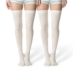 PRICES MAY VARY. Combed Cotton/ Polyester/ Spandex/ Elastane Imported No Closure closure Machine Wash Form-Fitting Socks - Put your best foot forward with thigh-high womens cotton socks! The soft, fitted fabric of our cotton socks hugs your legs for a flattering look. These socks cover your feet, calves and thighs with just the right length without losing shape or elasticity. Supportive Compression Ribs - If you're looking for a comfortable fit with optimum support, these practically designed ta Soft Knee-high Stockings, Comfortable Cotton Knee-high Socks For Spring, Comfortable Over-the-knee Socks, Spring Cotton Stretch Hosiery, Comfortable Fitted Knee-high Hosiery, Fitted Cotton Knee-high Legwear, White Thigh High Socks For Fall, Soft White Knee-high Socks, Comfortable Fitted Over-the-knee Socks