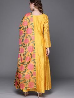 Buy adorable yellow yoke embroidered kurta with printed dupatta online at best price. This cozy style kurta goes perfectly for upcoming diwali festive and grand events. Festive Yellow Slub Silk Kurta, Unstitched Yellow Slub Silk Kurta, Designer Yellow Kurta With Printed Motifs, Yellow Slub Silk Traditional Wear With Resham Embroidery, Designer Wear Yellow Kurta With Printed Motifs, Traditional Yellow Slub Silk Wear With Resham Embroidery, Yellow Cotton Silk Kurta For Festivals, Yellow Traditional Wear With Resham Embroidery In Slub Silk, Yellow Cotton Silk Sets With Resham Embroidery