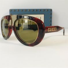 Gucci Eyewear Tortoiseshell Pilot-Frame Sunglasses Tortoiseshell Pilot-Frame Sunglasses From Gucci Eyewear Featuring Tortoiseshell Effect, Logo Plaque At The Arm, Pilot Frame, Tinted Lenses, Straight Arms, Curved Tips And Havana Brown. These Glasses Come With A Protective Case.. Made In Italy Composition Acetate 100%, Acrylic 100% Product Measurements Arm Length 14 Cm Bridge Width 2.1 Cm Lens Diameter 5.4 Cm Total Width 15.5 Cm Gucci Square Sunglasses Women, Ed Hardy Sunglasses, Funny Glasses Pictures, Gucci Shades, Retro Aviator Sunglasses, Nail Design Glitter, Italian Sunglasses, Funky Glasses, Funny Glasses