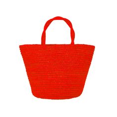 Medium Tote Woven Straw Solid 100% Toquilla Straw. This material is known for its quality and beauty. Each bag is entirely hand-made, from the straw dye to the weaving of the bag. -Measures approximately High: 24 Cm Width: 24 Cm Handle: 12 Cm - We ship with DHL Express. Shipping takes approximately 3 to 5 days to arrive depending on the destination. -Need Help? Please contact: customercare@sensistudio.com -All Sales Are Final. Red Woven Beach Bag In Basket Shape, Red Woven Basket Beach Bag, Red Woven Crochet Bag For Market, Braided Basket Bags For Shopping, Red Woven Bucket Bag, Red Summer Bucket Bag With Braided Handles, Red Handmade Bucket Bag For Beach, Red Handwoven Bucket Straw Bag, Red Handwoven Straw Bag For Beach