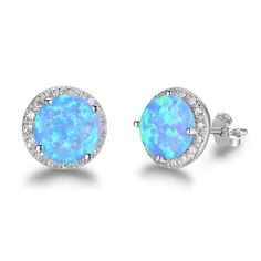 Sterling Silver Stud Earrings is a classic piece of jewelry as it is silver in color and has a opal stone in the center surrounded by small silver color stones. It looks classy and are versatile as it goes with every occasion and outfit. It is a perfect gift for women as it looks stylish as well as comfortable to wear. Features: Main Stone: Opal Metals Type: Silver Fine or Fashion: Fine Back Finding: stud earrings Gender: Women Side Stone: Other Artificial material Earring Type: Stud Earrings St Blue Earrings Studs, Earrings Studs Silver, Blue Opal Jewelry, Trendy Stud Earrings, Blue Opal Earrings, Fire Opal Earrings, Large Stud Earrings, Opal Stud Earrings, Opal Earrings Stud