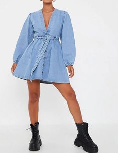 Lizakosht new women's denim dress long-sleeved cardigan V-neck big swi Oversized Denim Blue Dress For Fall, Casual A-line Denim Dress For Fall, Long Sleeve Denim Dress For Spring, Summer Long Sleeve Denim Outerwear, Trendy Non-stretch Denim Dress For Fall, Trendy Long Sleeve Denim Summer Dress, Casual Long Sleeve Dress For Fall Day Out, Summer Denim Long Sleeve Outerwear, Spring Oversized Denim Dress With Pockets