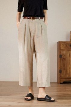 #anklepants #linen #flaxclothing #trousers Khaki Ankle-length Pants, Spring Wide Leg Pants With Button Closure, Wide Leg Pants With Button Closure For Spring, Casual Straight Leg Cotton Culottes, Baggy Khaki Bottoms For Spring, Spring Wide Leg Solid Color Bottoms, Spring Wide Leg Bottoms In Solid Color, Casual Cotton Culottes For Spring, Summer Straight Pants With Button Closure