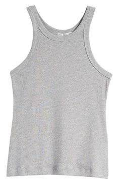 Made of stretch-enhanced organic-cotton rib, this staple tank in a body-hugging fit features curved armholes that accentuate the shoulders. 24" length (size Medium) Scoop neck 95% organic cotton, 5% elastane Machine wash, dry flat Made in Portugal Designer Clothing Everyday Fitted Ribbed Tank Top, Spring Ribbed Tank Top, Fitted Basic Tank Muscle Tee, Fitted Basic Muscle Tank Tee, Classic Ribbed Tank Top For Spring, Basic Fitted Muscle Tank Tee, Fitted Basic Muscle Tee, Fitted Ribbed Tank Top For Everyday, Basic Fitted Ribbed Tank Top